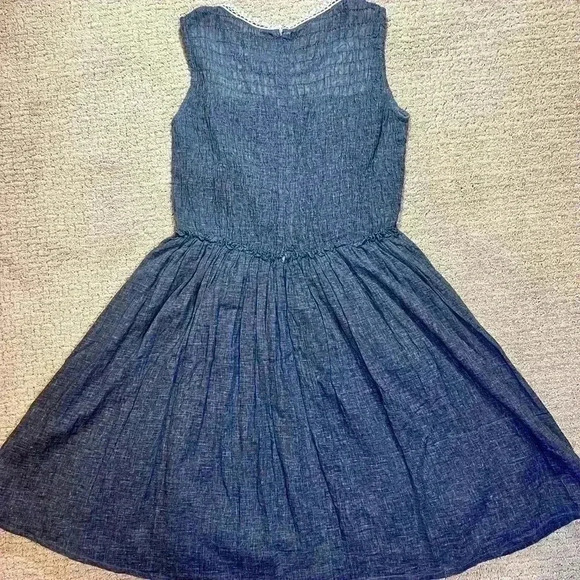 Anthropology Ryu chambray and lace sleeveless dress women’s size small lined - Picture 10 of 11